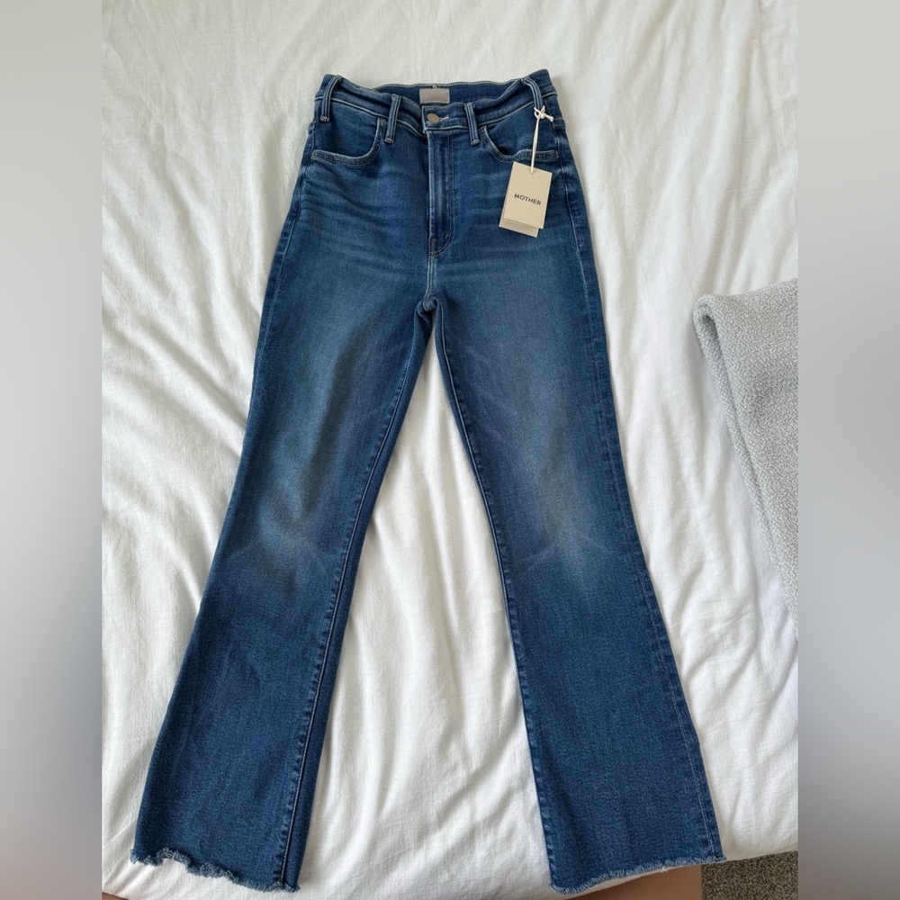 BRAND NEW MOTHER Blue Flare & Wide Leg Jeans Stretch